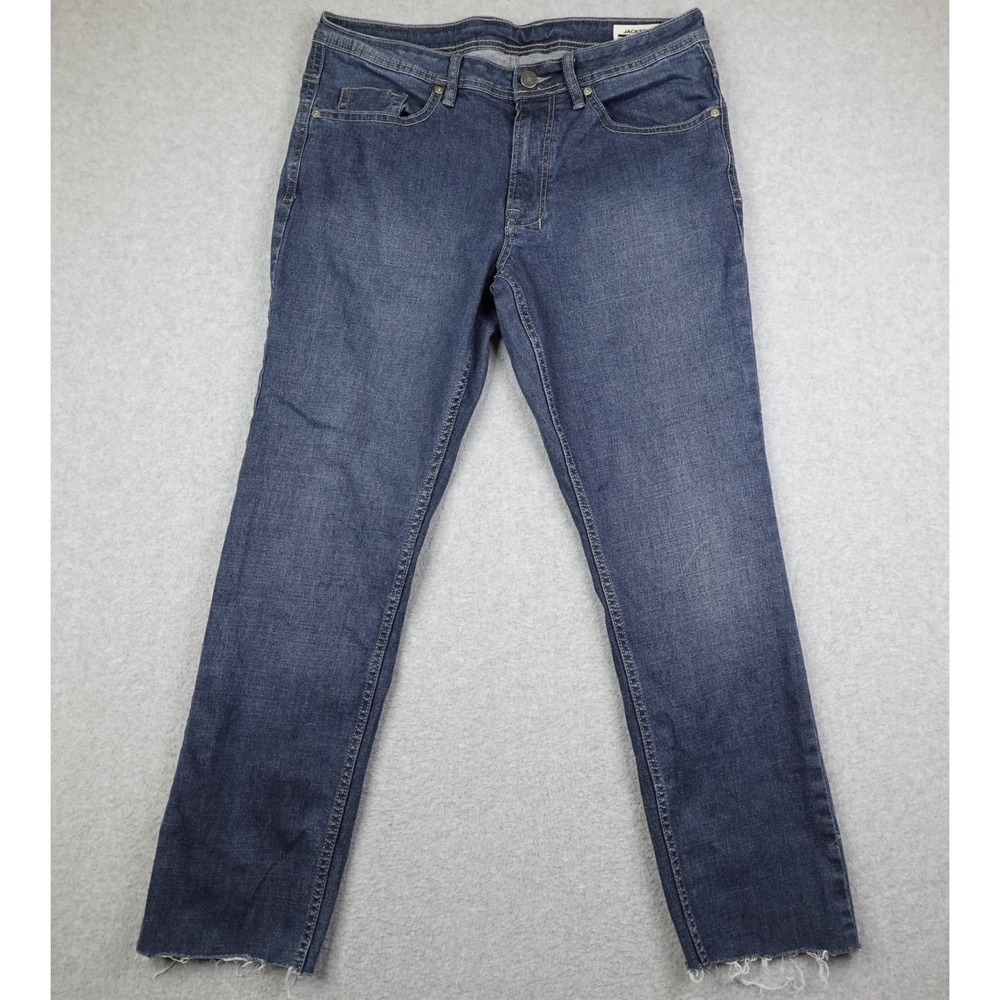 Buffalo David Bitton Jackson X Straight Stretch Jeans Mens 34x34 Raw Hem